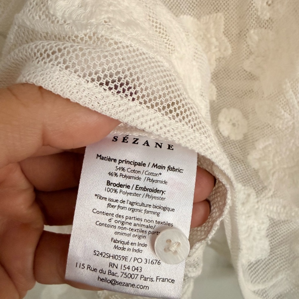 Sezane White Floral Lace Blouse - Picture 8 of 8